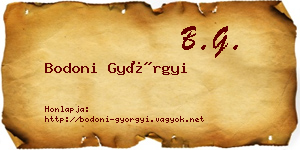 Bodoni Györgyi névjegykártya